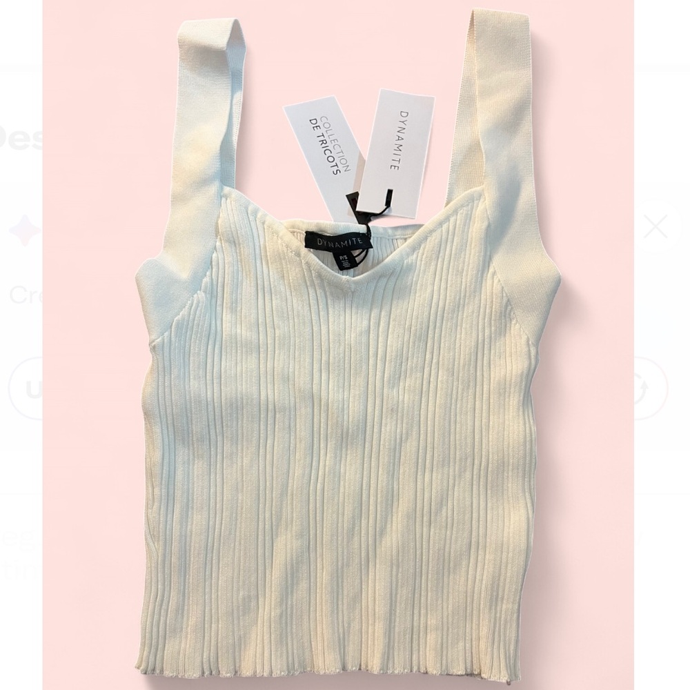 Dynamite Cream Ribbed Sleeveless Tank Top